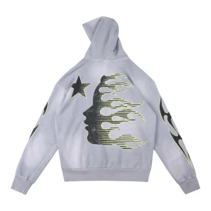 Hellstar Studios Brainwashed Grey Flame Pullover Hoodie