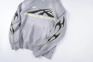 Hellstar Studios Brainwashed Grey Flame Pullover Hoodie2