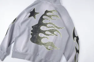 Hellstar Studios Brainwashed Grey Flame Pullover Hoodie9