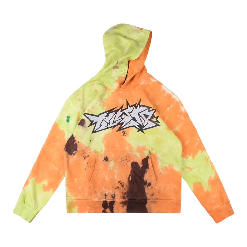 Hellstar Studios Cracked Letter Tie-Dye Cotton Hoodie