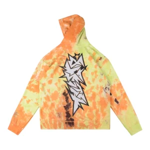 Hellstar Studios Cracked Letter Tie-Dye Cotton Hoodie