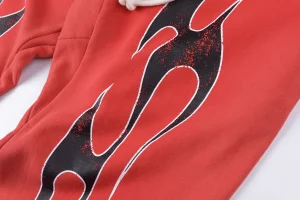 Hellstar Studios Flame Graffiti Red Sweatpants1