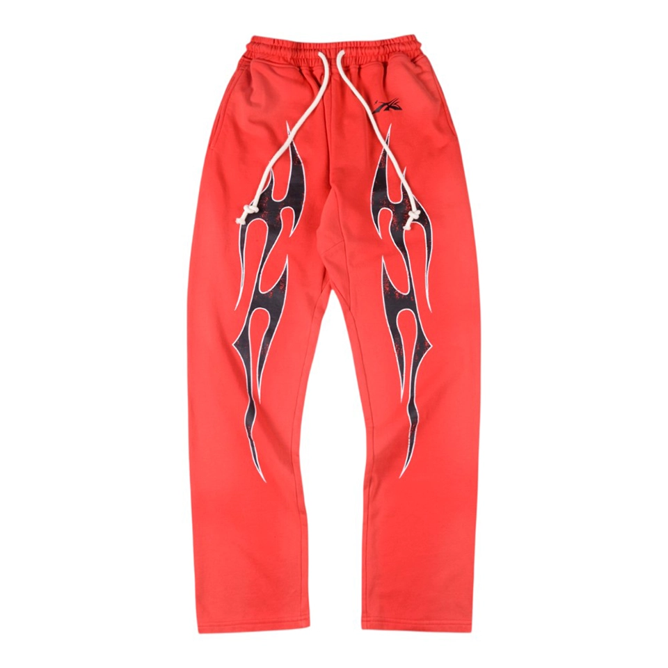 Hellstar Studios Flame Graffiti Red Sweatpants
