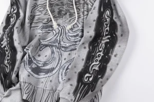 Hellstar Studios Grey Flame Number 11 Zip Up Hoodie1