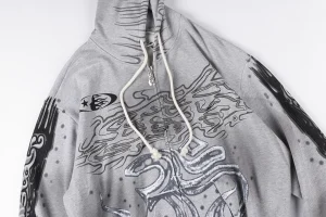 Hellstar Studios Grey Flame Number 11 Zip Up Hoodie11