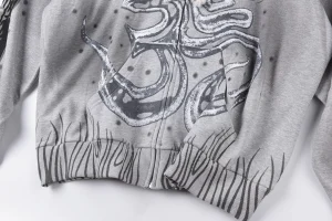 Hellstar Studios Grey Flame Number 11 Zip Up Hoodie2