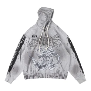 Hellstar Studios Grey Flame Number 11 Zip Up Hoodie