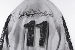 Hellstar Studios Grey Flame Number 11 Zip Up Hoodie9
