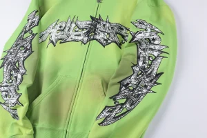 Hellstar Studios RECORDS Neon Green Graphic Hoodie1