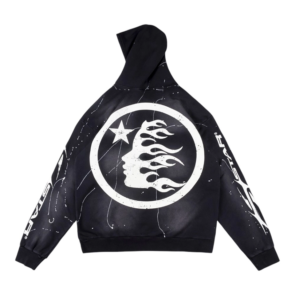 Hellstar Studios Vintage Logo Print Washed Hoodie