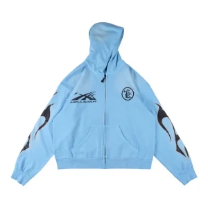Hellstar Studios Vintage Washed Large Logo Zip-Up Hoodie