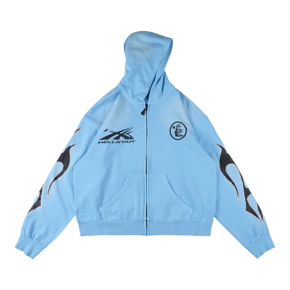 Hellstar Studios Vintage Washed Large Logo Zip-Up Hoodie