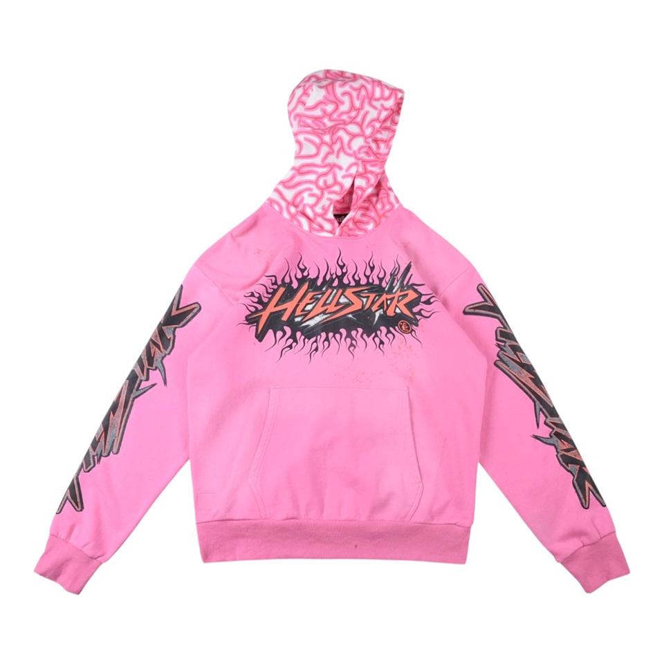Hellstar Studios Washed Pink Graphic Pullover Hoodie