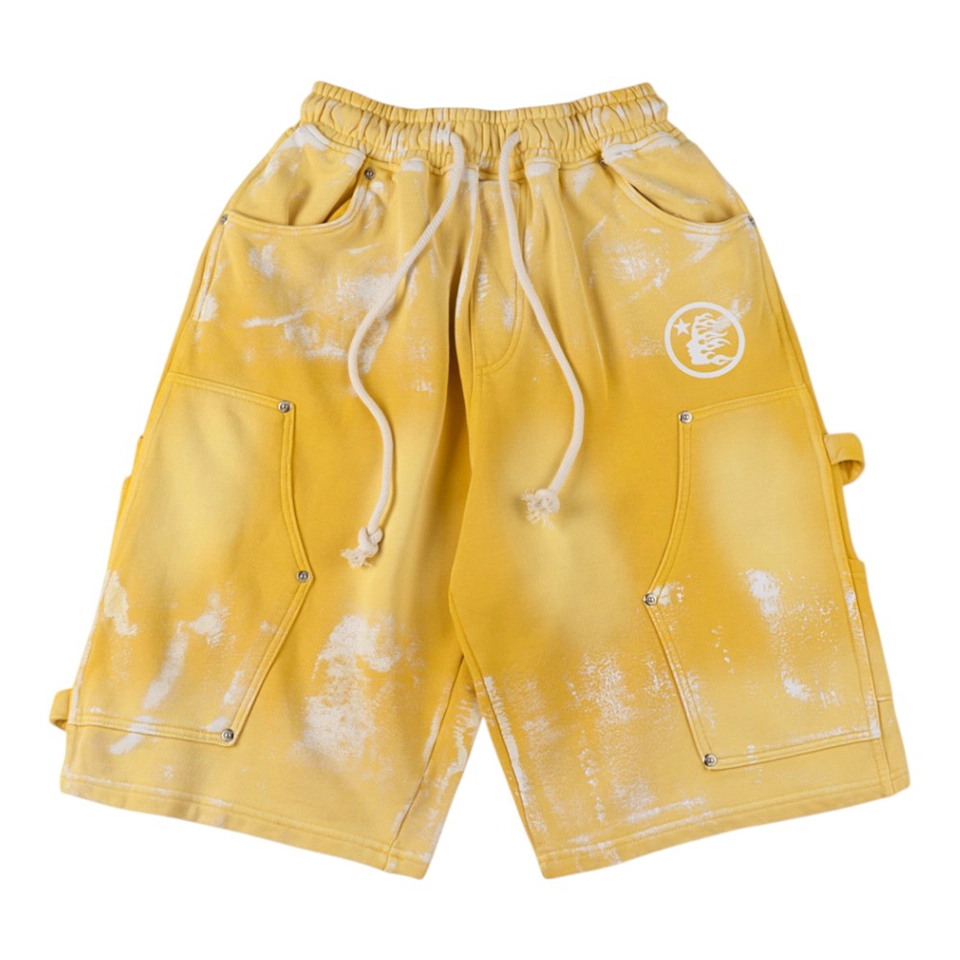 Hellstar Studios Yellow Bleach-Dyed Cargo Shorts