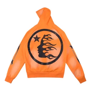 Hellstar Washed Orange Flame Pullover Hoodie