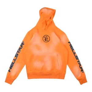 Hellstar Washed Orange Flame Pullover Hoodie