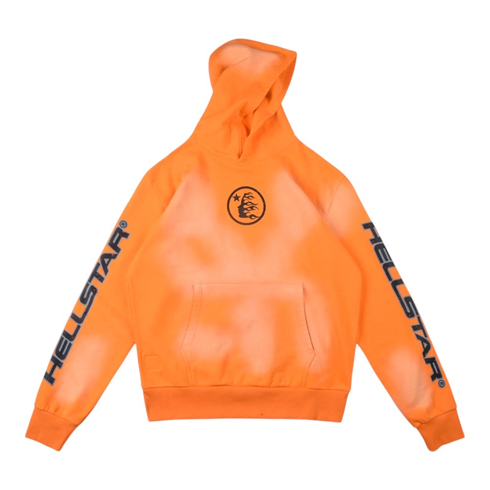 Hellstar Washed Orange Flame Pullover Hoodie