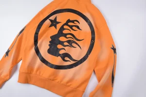 Hellstar Washed Orange Flame Pullover Hoodie2