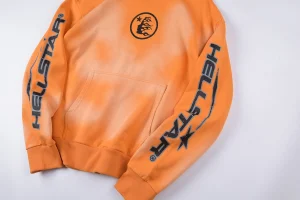 Hellstar Washed Orange Flame Pullover Hoodie4