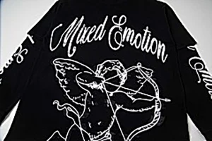 Mixed Emotion Angel Script Shirt Black