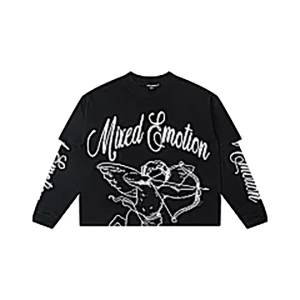 Mixed Emotion Angel Script Shirt Black