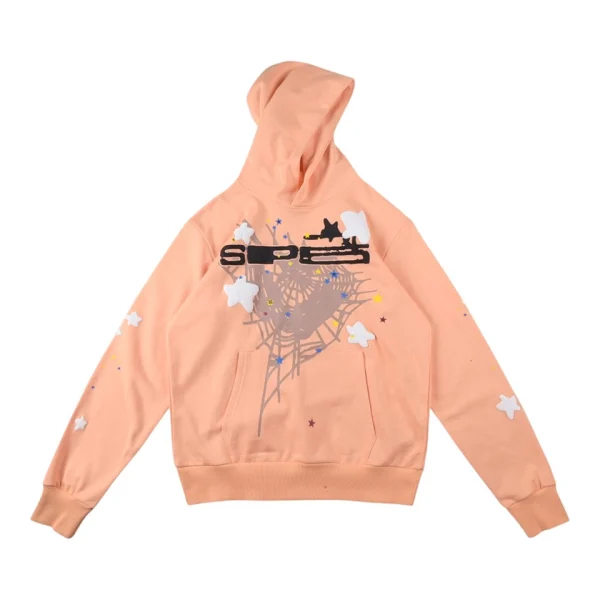 Sp5der 555555 Belinni Star Web Peach Hoodie