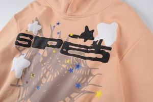 Sp5der 555555 Belinni Star Web Peach Hoodie8