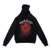Sp5der 555555 Rhinestone Web Black Hoodie