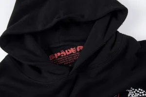 Sp5der 555555 Rhinestone Web Black Hoodie3