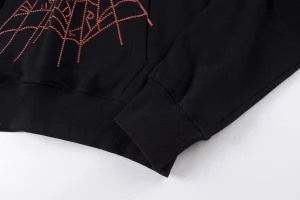 Sp5der 555555 Rhinestone Web Black Hoodie4