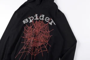 Sp5der 555555 Rhinestone Web Black Hoodie6
