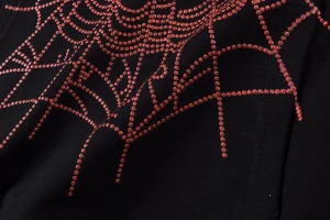 Sp5der 555555 Rhinestone Web Black Hoodie8