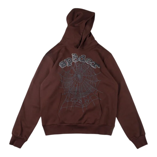 Sp5der 555555 Rhinestone Web Print Hoodie