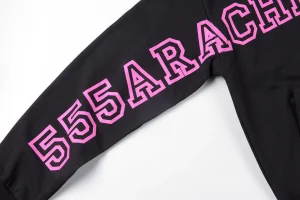 Sp5der 555555 Techno Pink Print Hoodie9