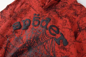 Sp5der 555555 Vintage Spider Web Print Hoodie1