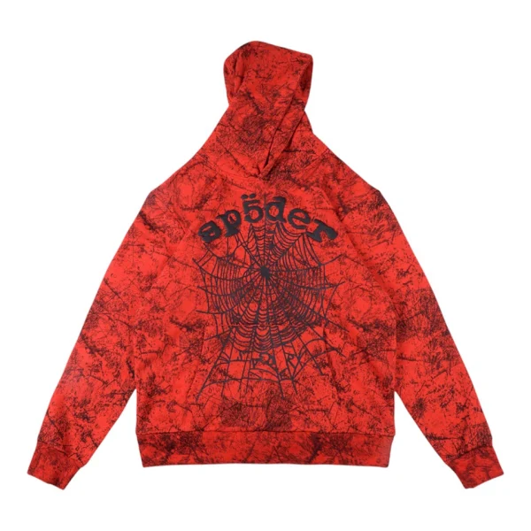 Sp5der 555555 Vintage Spider Web Print Hoodie