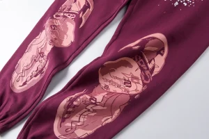 Sp5der Burgundy Sneaker Sole Print Sweatpants2