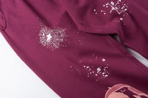 Sp5der Burgundy Sneaker Sole Print Sweatpants5
