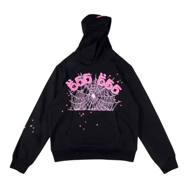 Sp5der Classic Web 555555 Black/Pink Hoodie