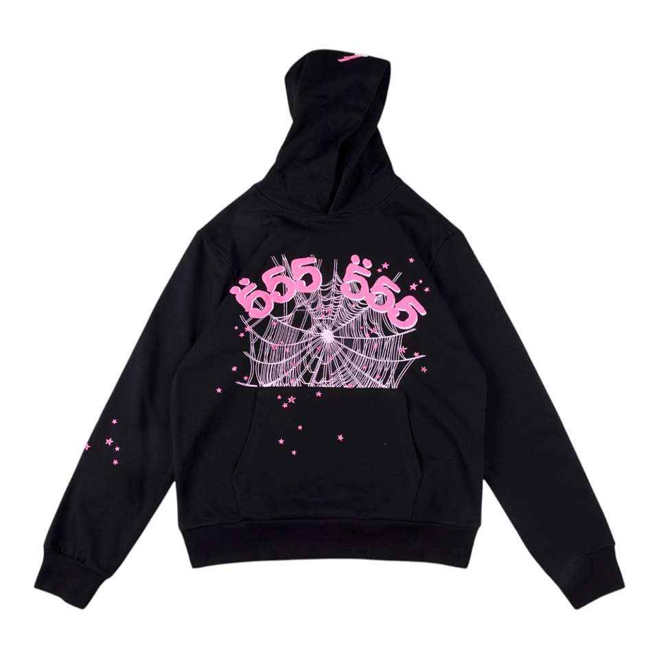 Sp5der Classic Web 555555 Black/Pink Hoodie