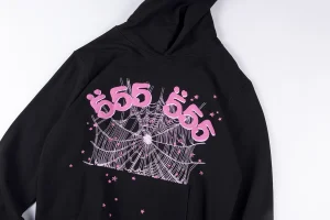Sp5der Classic Web 555555 Black:Pink Hoodie6