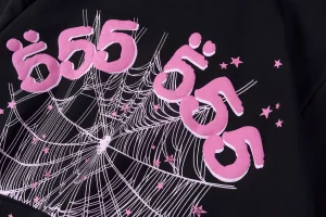 Sp5der Classic Web 555555 Black:Pink Hoodie9