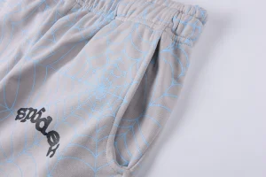 Sp5der Grey Blue Web Print Sweatpants3