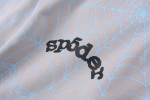 Sp5der Grey Blue Web Print Sweatpants4