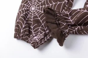 Sp5der Web Allover Print Brown Sweatpants4