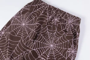Sp5der Web Allover Print Brown Sweatpants9