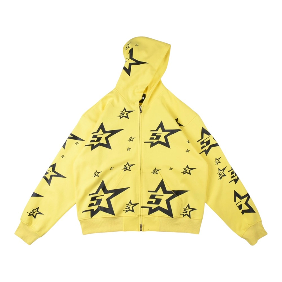 Sp5der YELLOW 5STAR ZIP Hoodie
