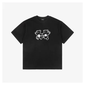 We11done Double-Sided Holding Bear Graphic T-shirt Black