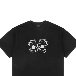 We11done Double-Sided Holding Bear Graphic T-shirt Black