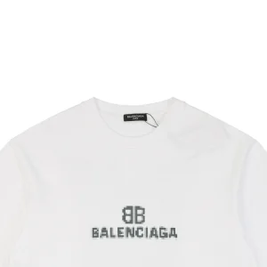 Balenciaga Mosaic BB Logo Print T-shirt White